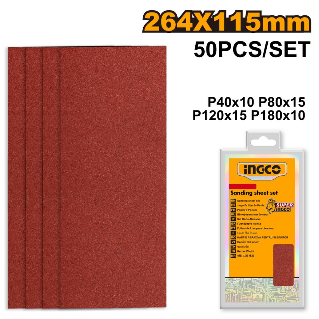 INGCO Sanding sheet set 50Pcs 264x115mm