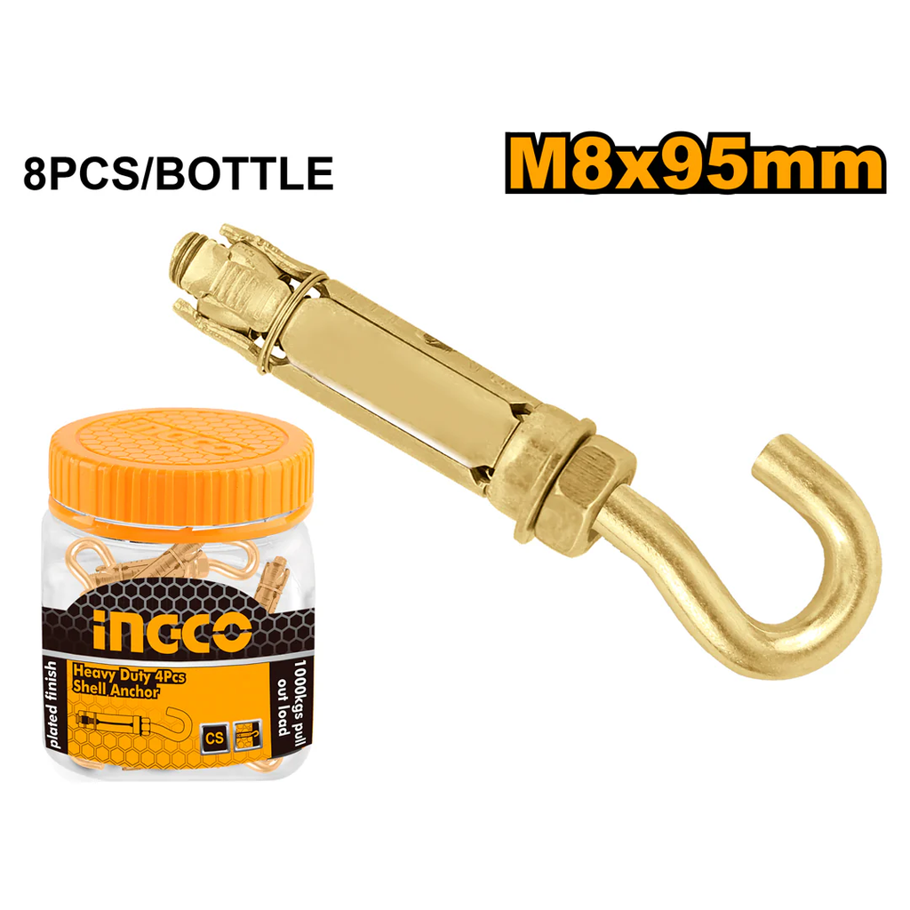 INGCO Heavy duty 8 pcs shell anchor M8x95mm