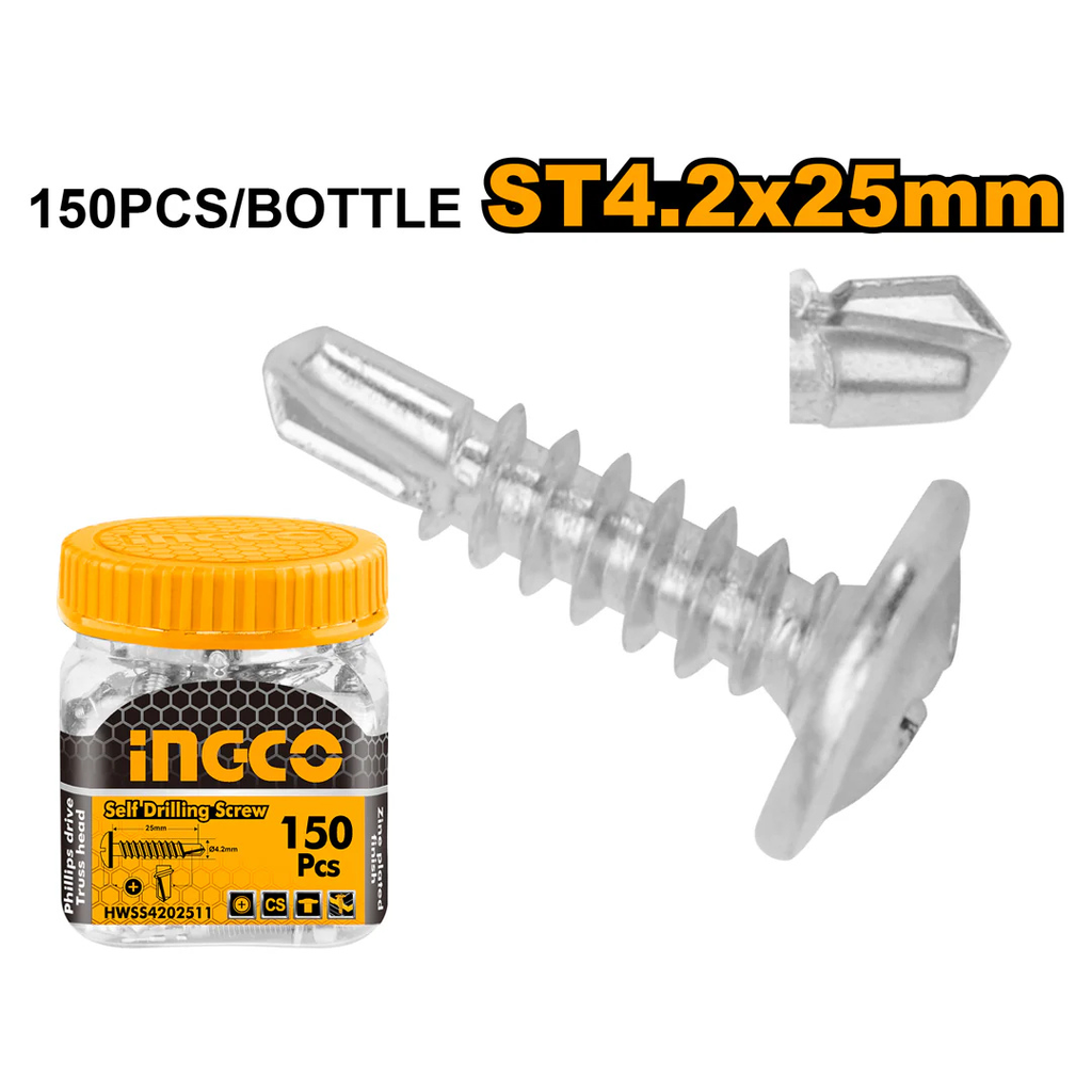 INGCO Self drilling screw 150 pcs ST4.2x25mm