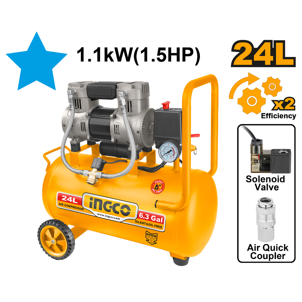INGCO Air Compressor 24L Oil Free System