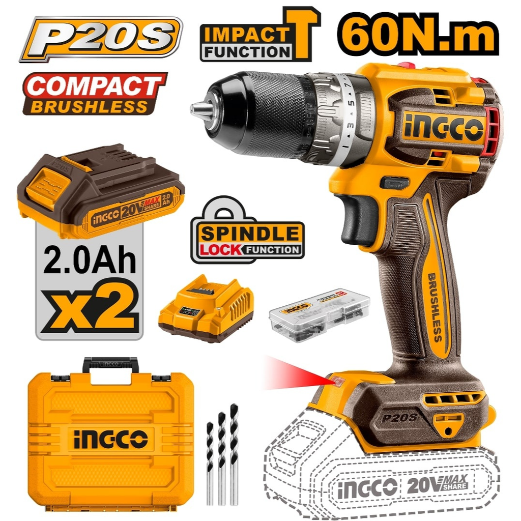INGCO Lithium-Ion compact brushless Impact Drill