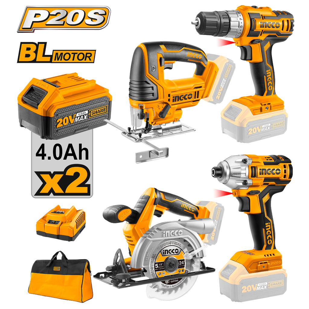 INGCO Lithium-ion Cordless 4 Pcs Combo kit