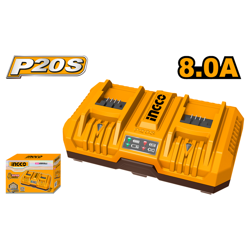 INGCO P20S 2-port Lithium-Ion battery charger 8.0A