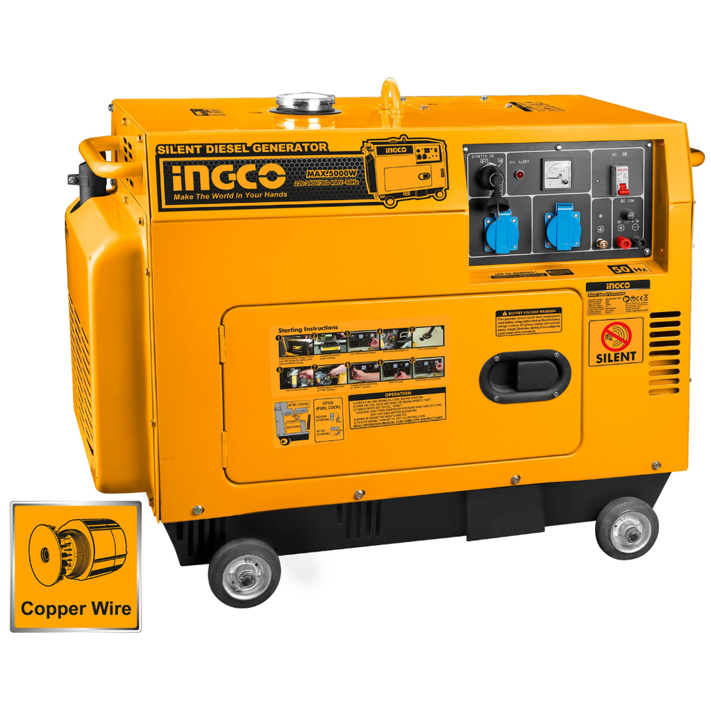 INGCO Silent diesel generator 5KW Single Phase