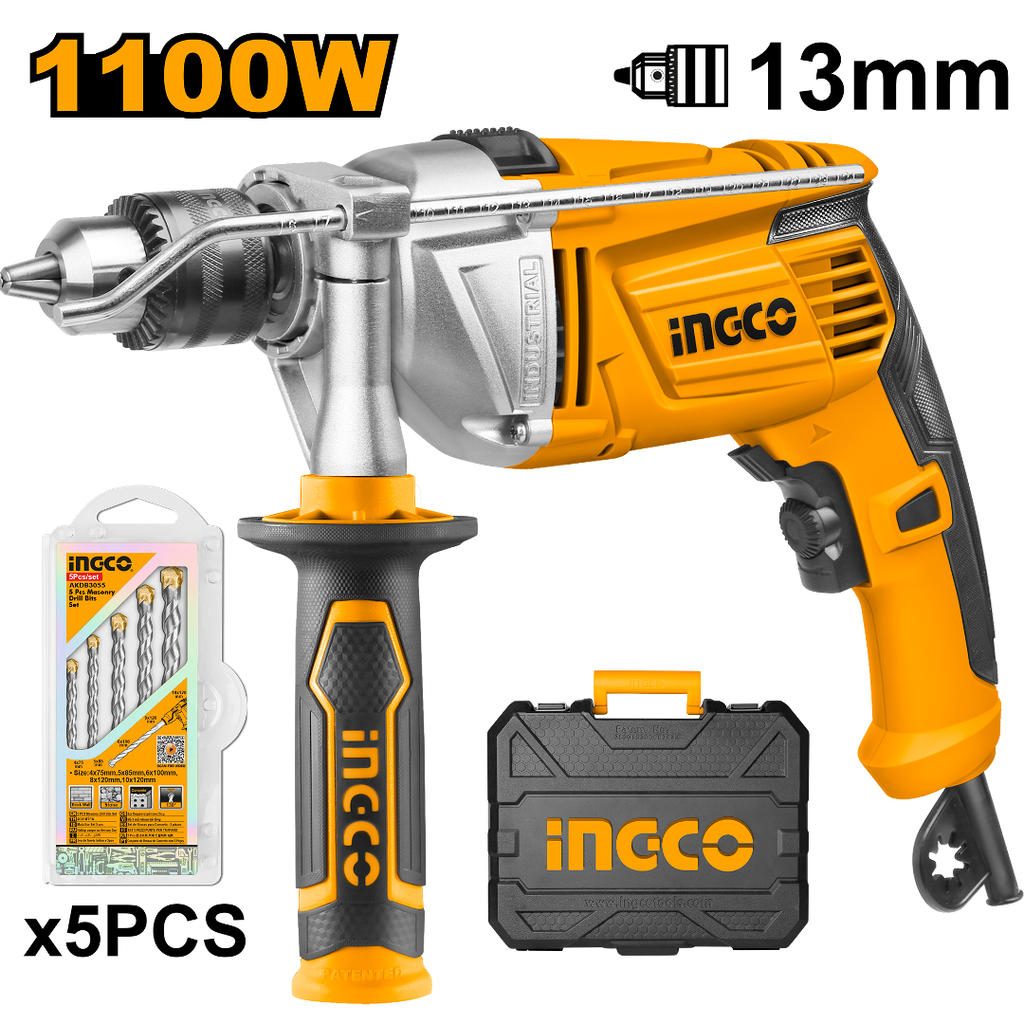 INGCO Impact Drill 1100W Set