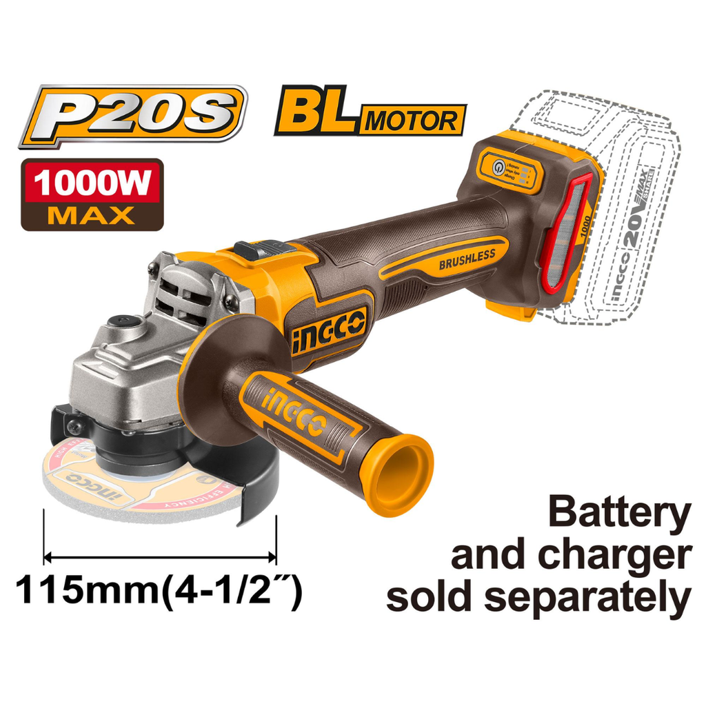 INGCO Cordless angle grinder 1000W