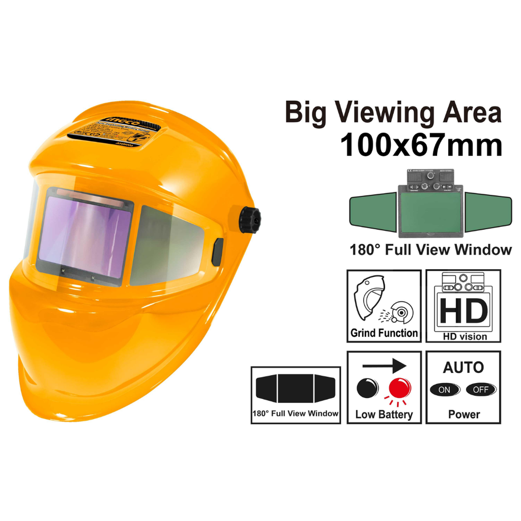 INGCO Auto-darkening welding helmet 100x67mm