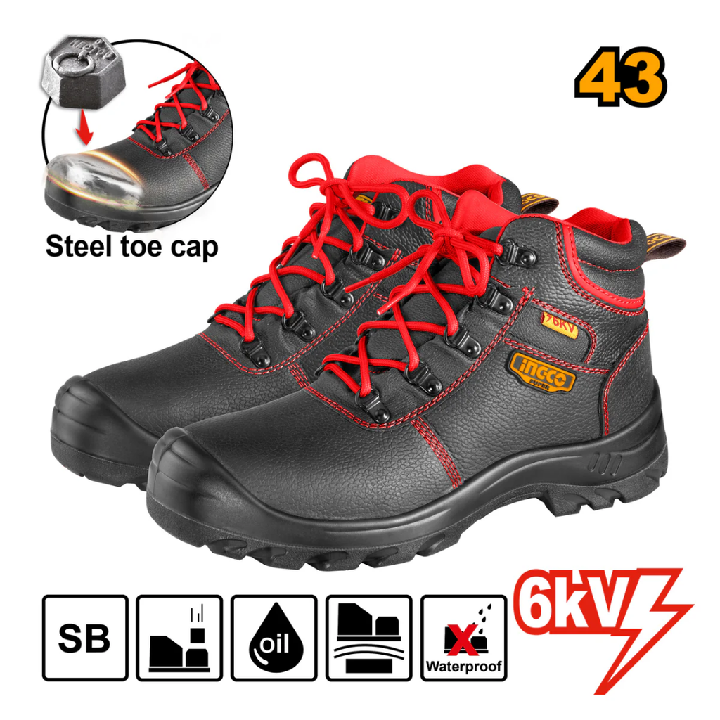 INGCO Red & Black Safety Shoes Size 43