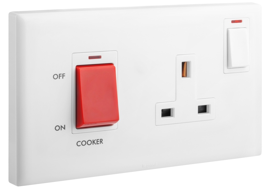 LEGRAND ELOE Double Pole Switched 45A+13A British Switch + Neon 2g 