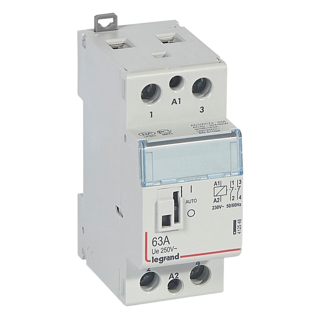 LEGRAND CX³ power contactor coil 230V~ - 2P 250V~ - 63A - 2O contact - 2 modules