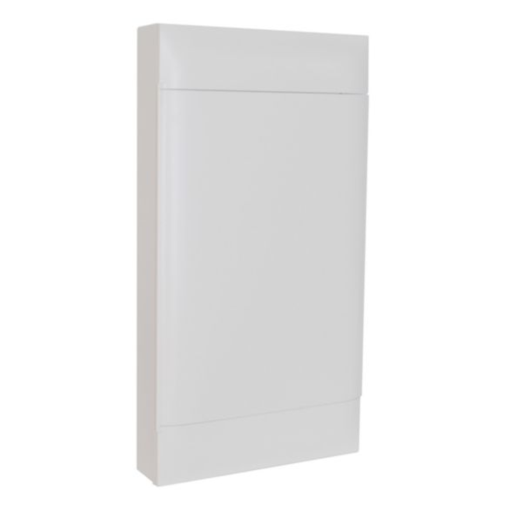 LEGRAND Practibox S surface-mounting DIN cabinet - 4 rows of 18 modules - White door - Earth terminal blocks