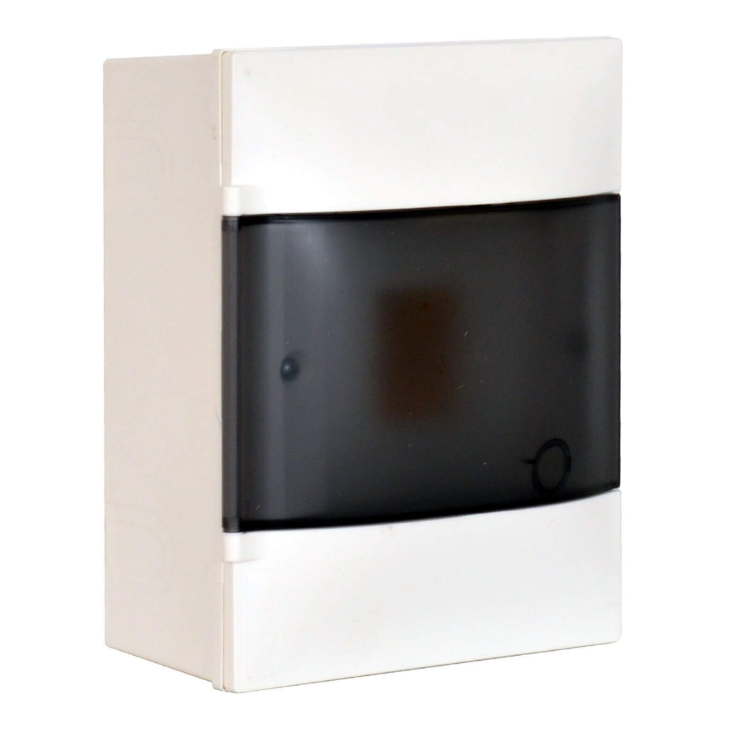 LEGRAND Practibox S surface-mounting DIN cabinet - 1 row of 4 modules - smoked door - Earth terminal blocks