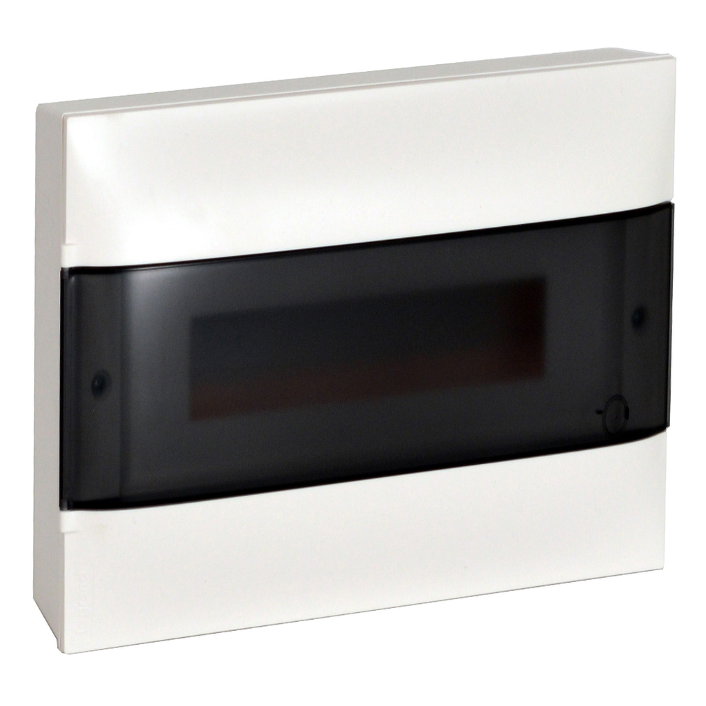 LEGRAND Practibox S surface-mounting DIN cabinet - 1 row of 12 modules - smoked door - Earth terminal blocks