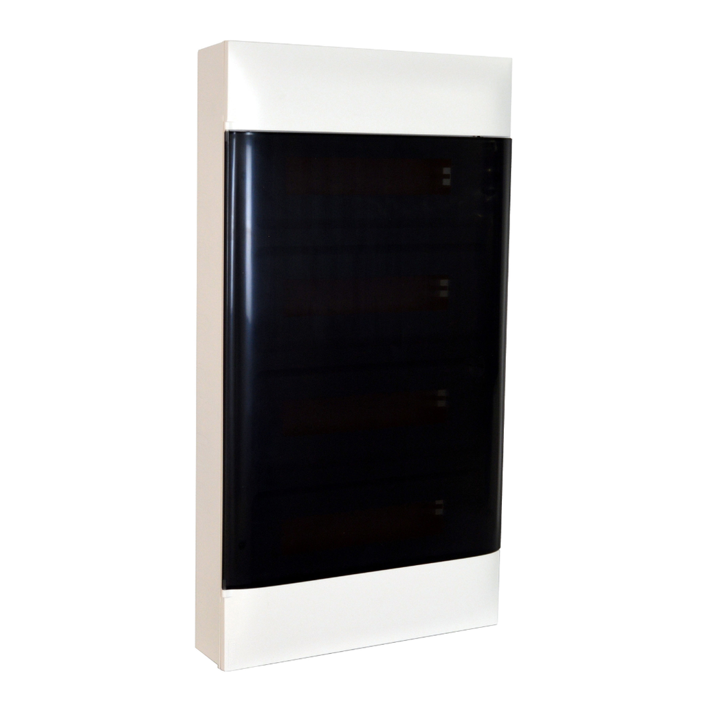 LEGRAND Practibox S surface-mounting DIN cabinet - 4 rows of 12 modules - smoked door - Earth terminal blocks