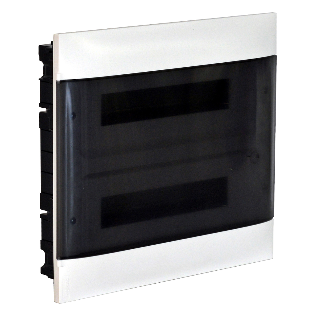 LEGRAND Practibox S flush-mounting DIN cabinet for masonry wall - 2 rows of 12 modules - smoked door