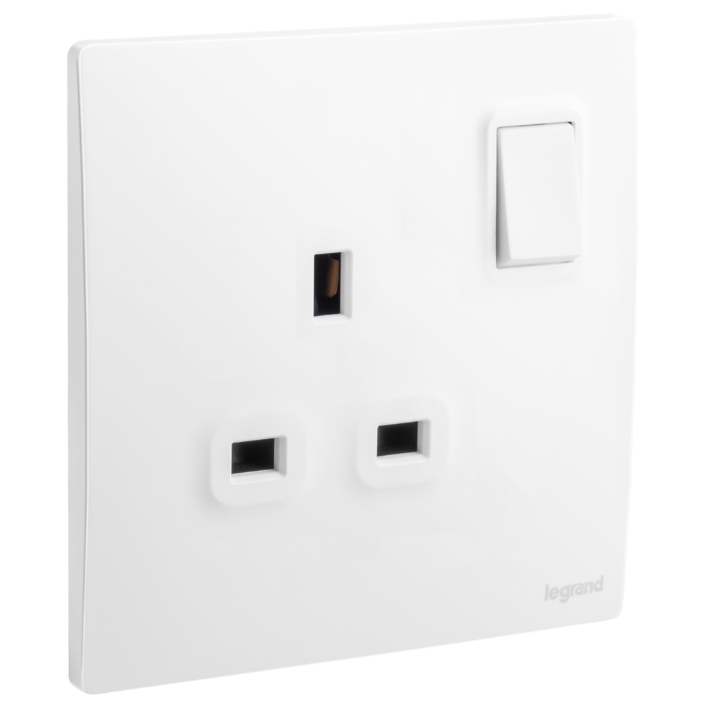 LEGRAND Mallia Senses switch socket 13a dp matt white