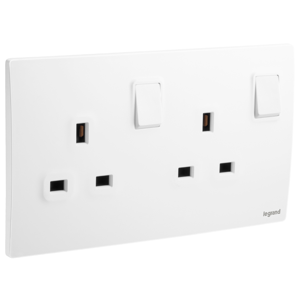 LEGRAND Mallia Senses switch socket 3x13a twin dp matt white