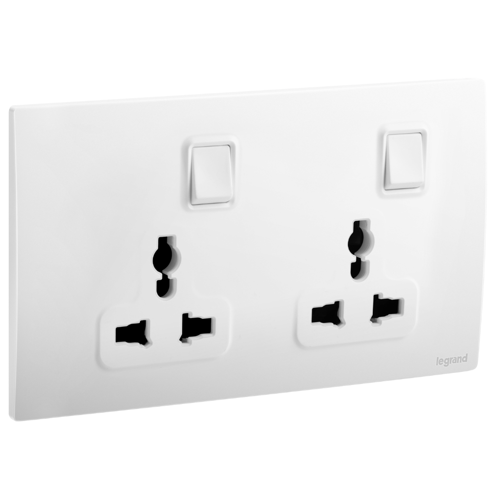 LEGRAND Mallia Senses switch socket 3p 16a twin multistandard matt white