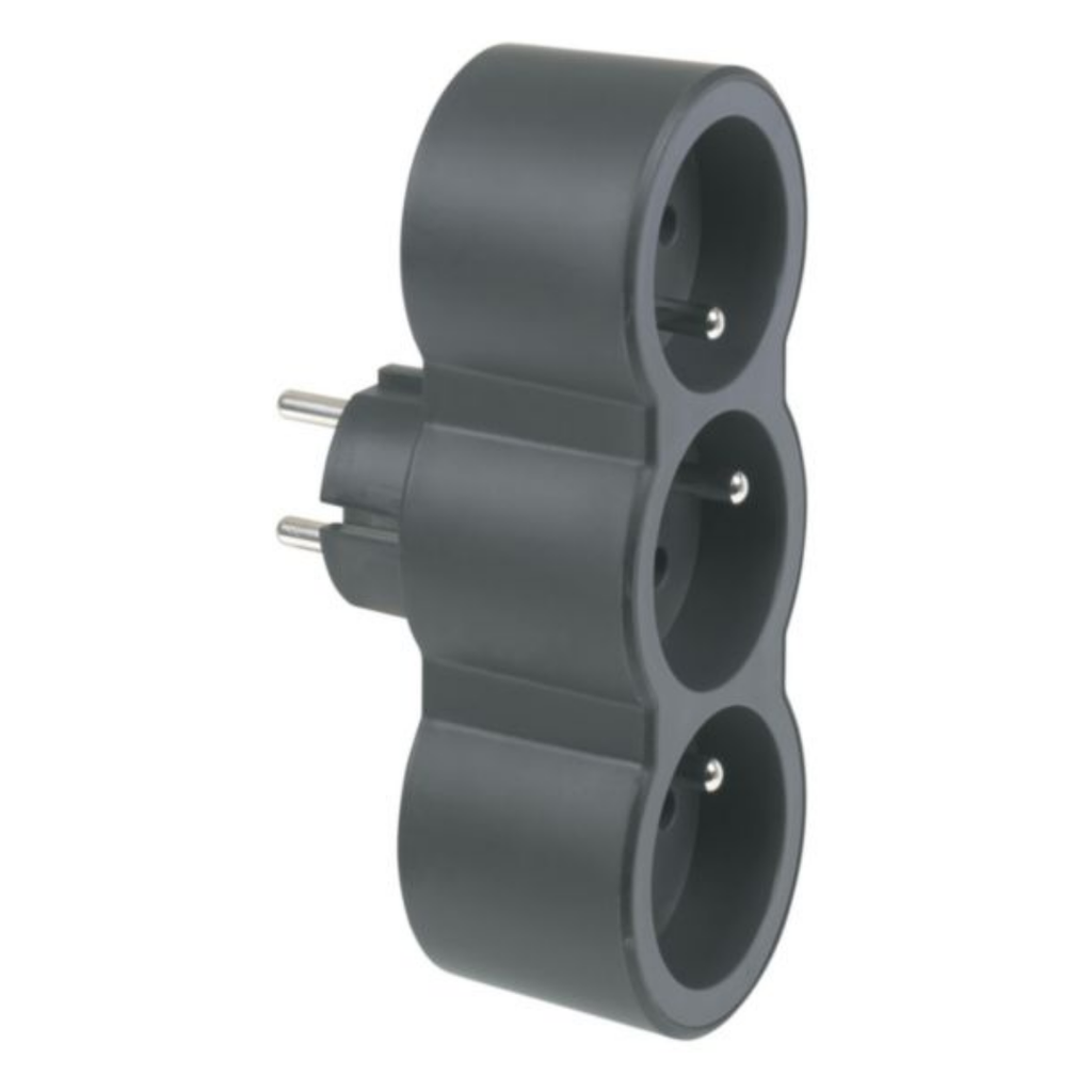 LEGRAND Triplite plug with 3 front 2P+T sockets 16A 3680W - black and dark grey