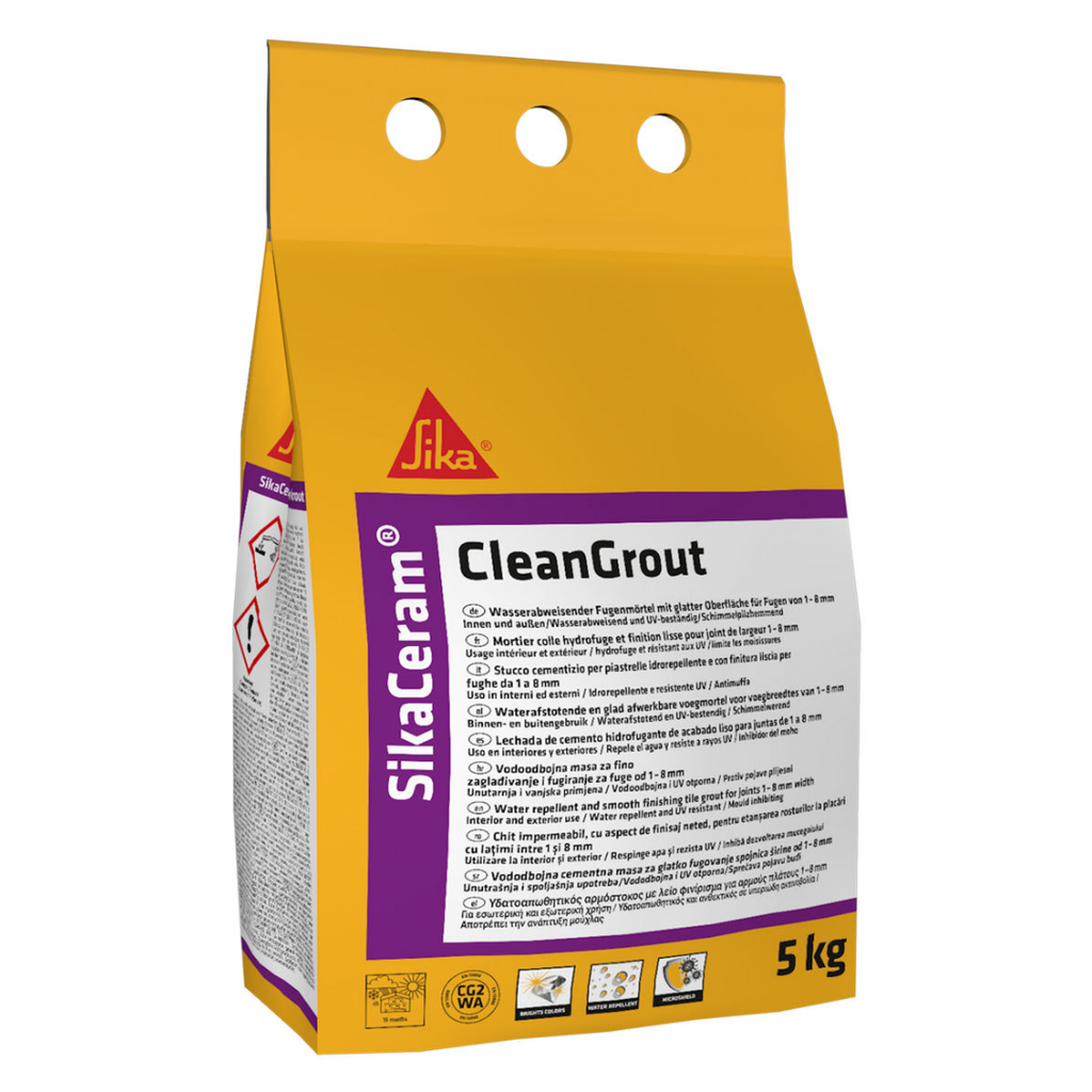 SIKA Sikaceram Clean Grout 5kg CG2 WA Class Tile Grout - White, Light Grey, Beige, Manhattan, Ice (Suitable for pools,bathrooms, outdoor) 