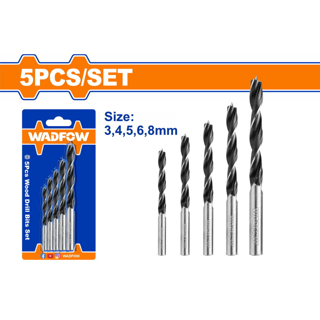 WADFOW 5Pcs Wood Drill Bits Set