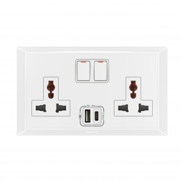 LEGRAND Belanko S Switch socket 13a multistandard 2gang + usb A+C