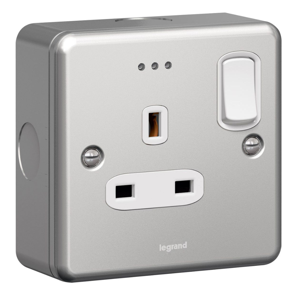 LEGRAND Synergy™ Metalclad Switch Socket 1g 13a + Neon