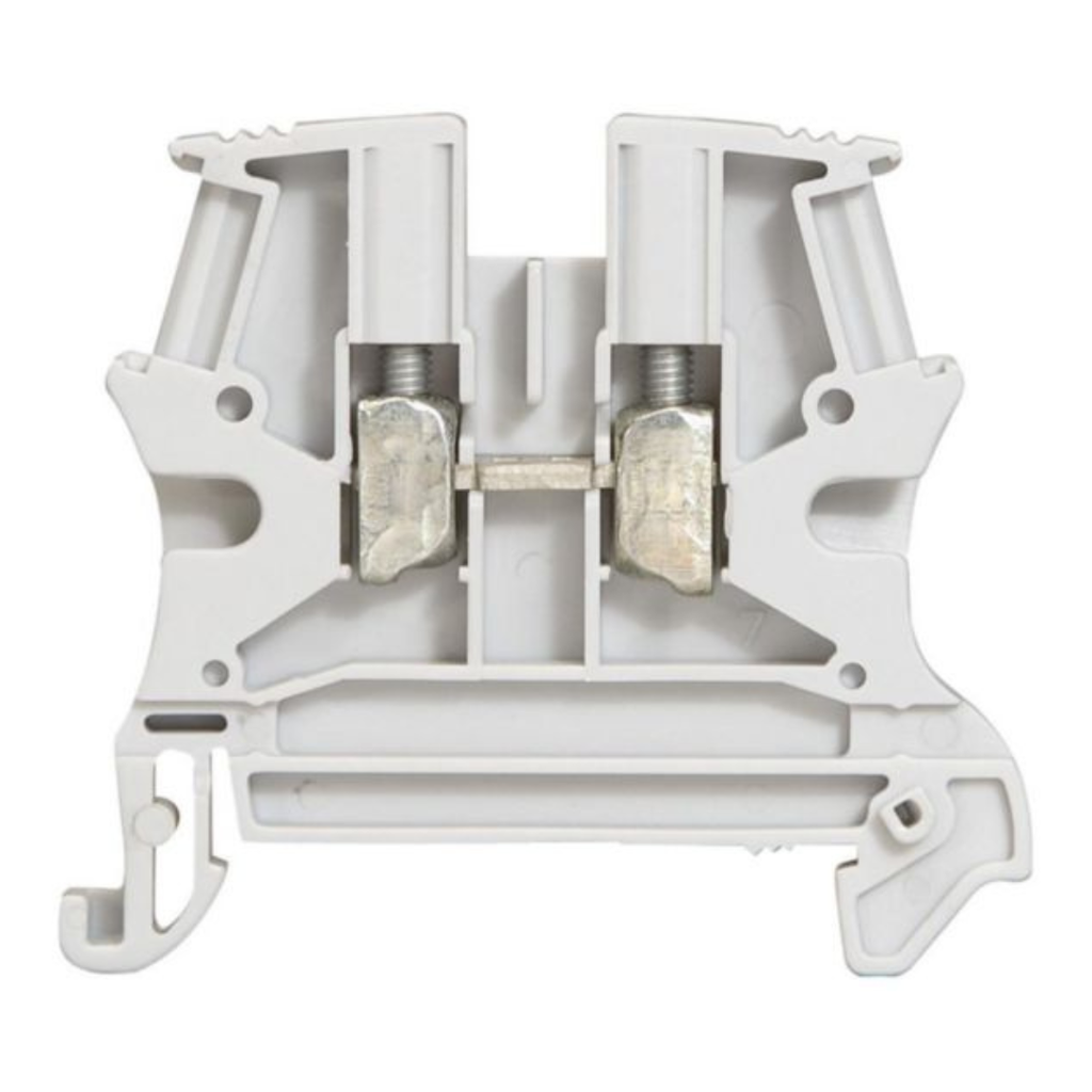 LEGRAND Viking 3 screw-through terminal block with 1 junction, 1 input, 1 output, 4mm² section - 6mm pitch - grey