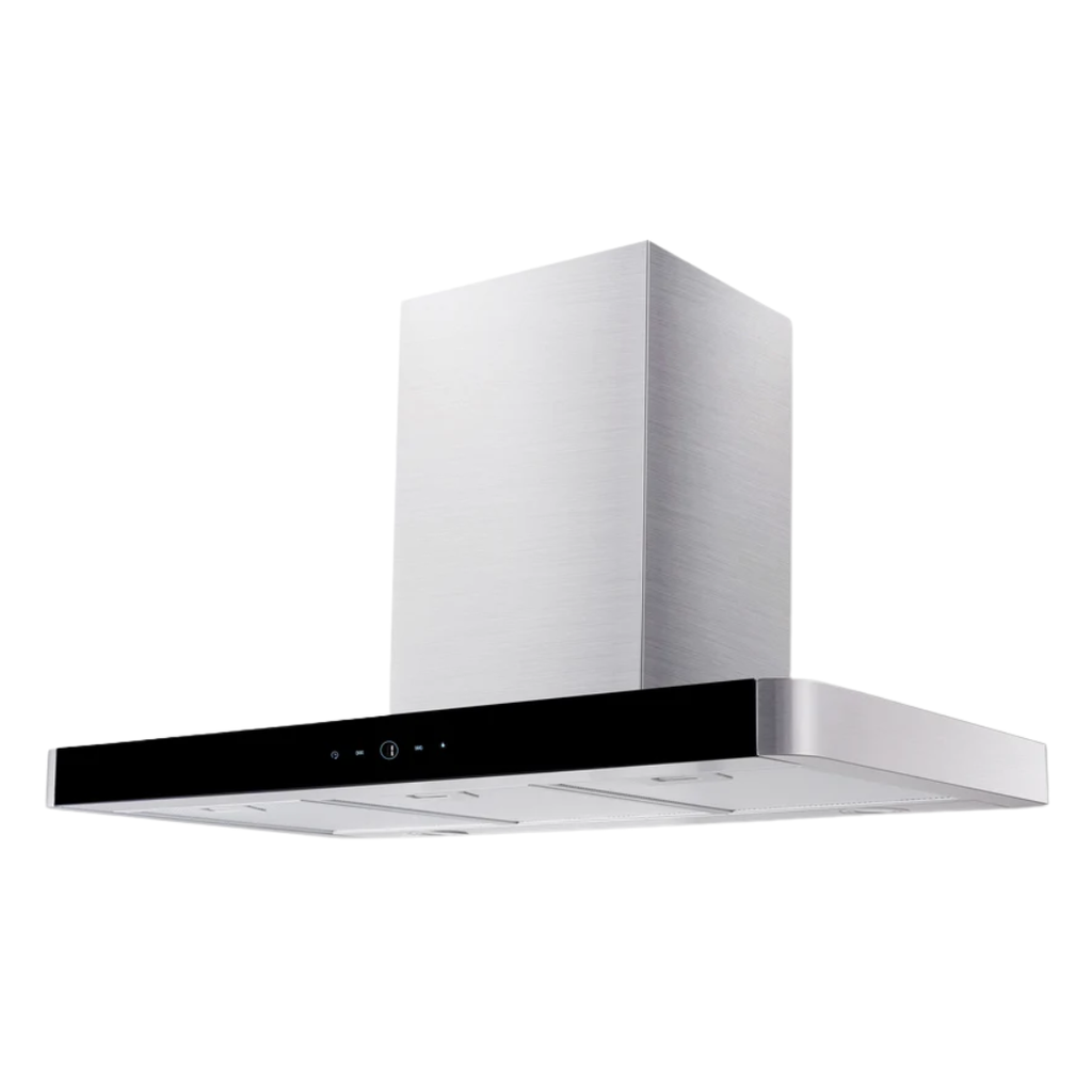 Redline Chimney Hood 90cm Stainless Steel + Black Glass Panel Finish
