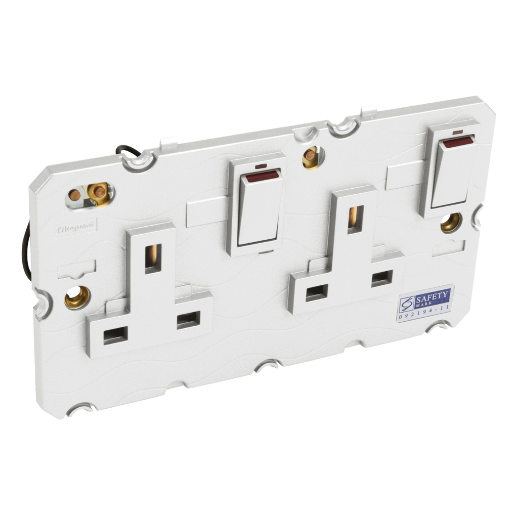 LEGRAND Arteor™ White Switch Socket 3 A- 2P+E switched+neon - 2-g