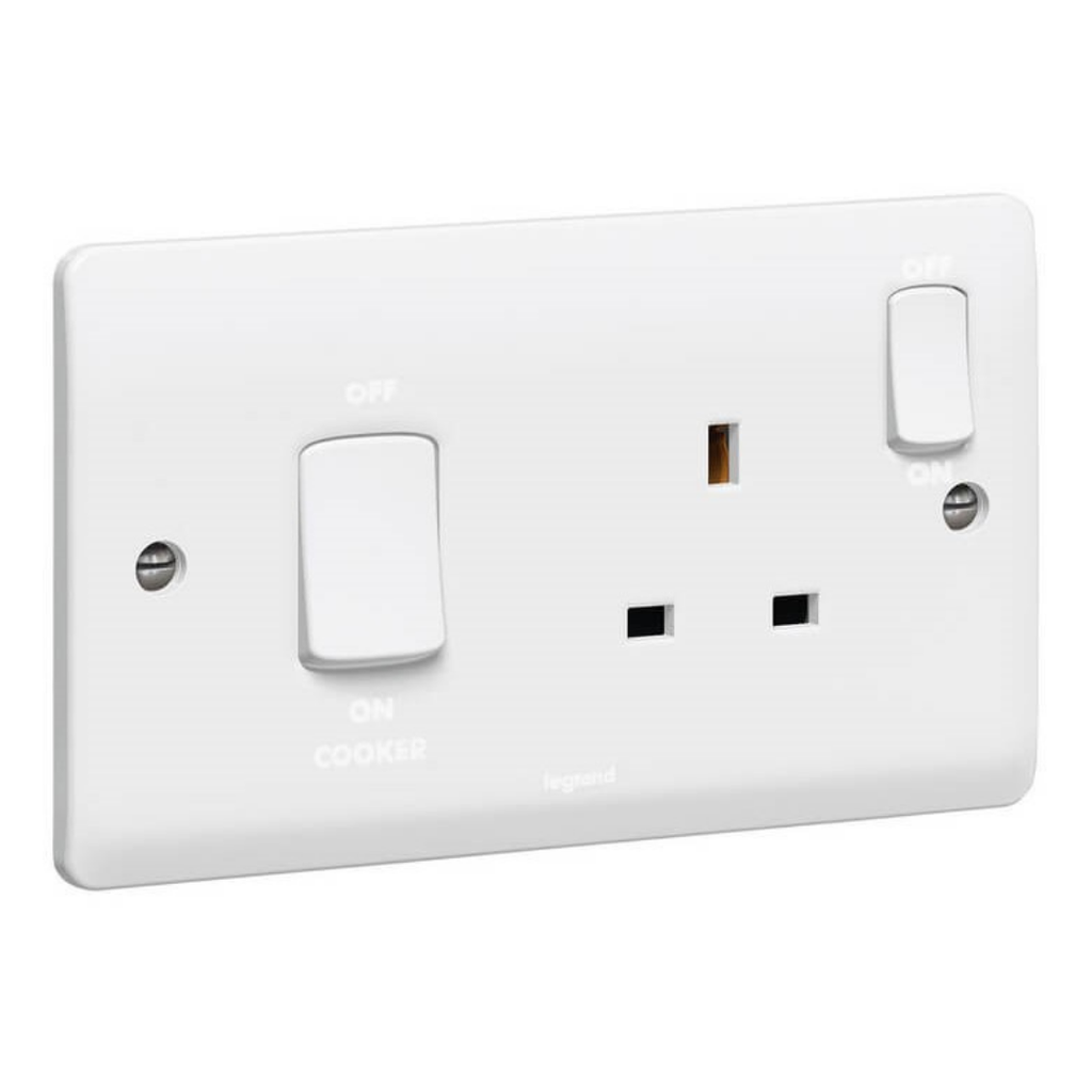 LEGRAND Synergy™ Cooker Unit 45a Dp + Neon + Socket 2g White