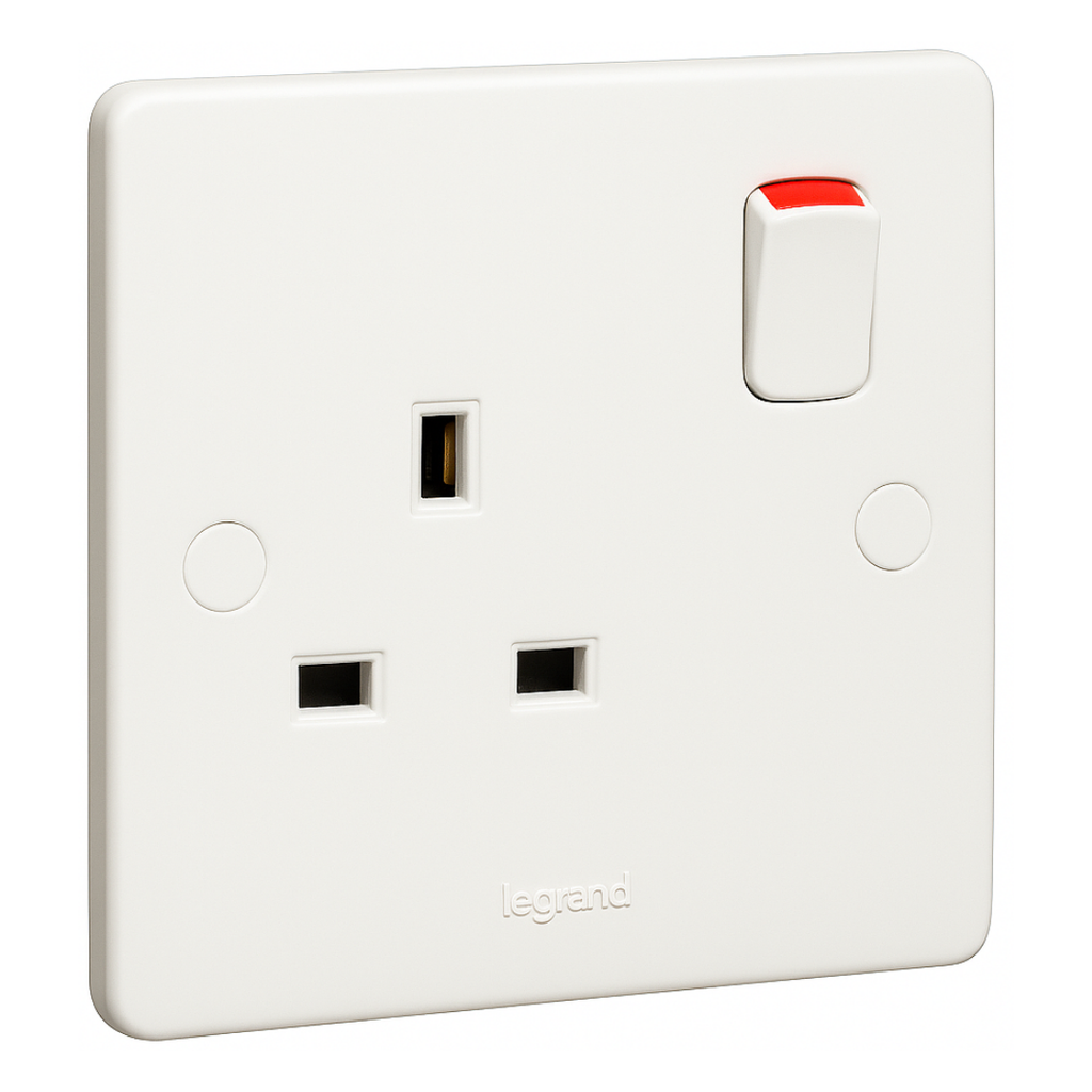 LEGRAND Synergy™ Double pole socket outlet - 1 gang + indicator - 13 A 250 V~ - White