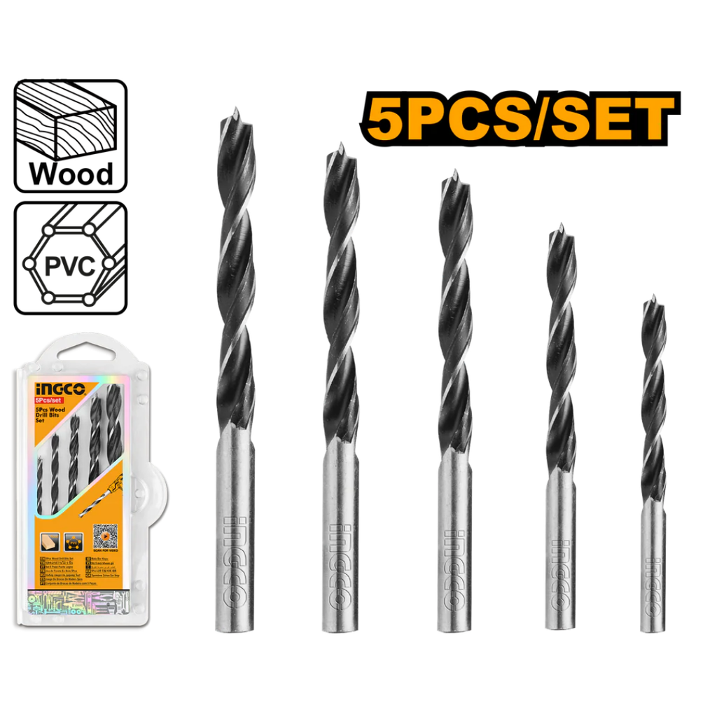INGCO 5 Pcs wood drill bits set