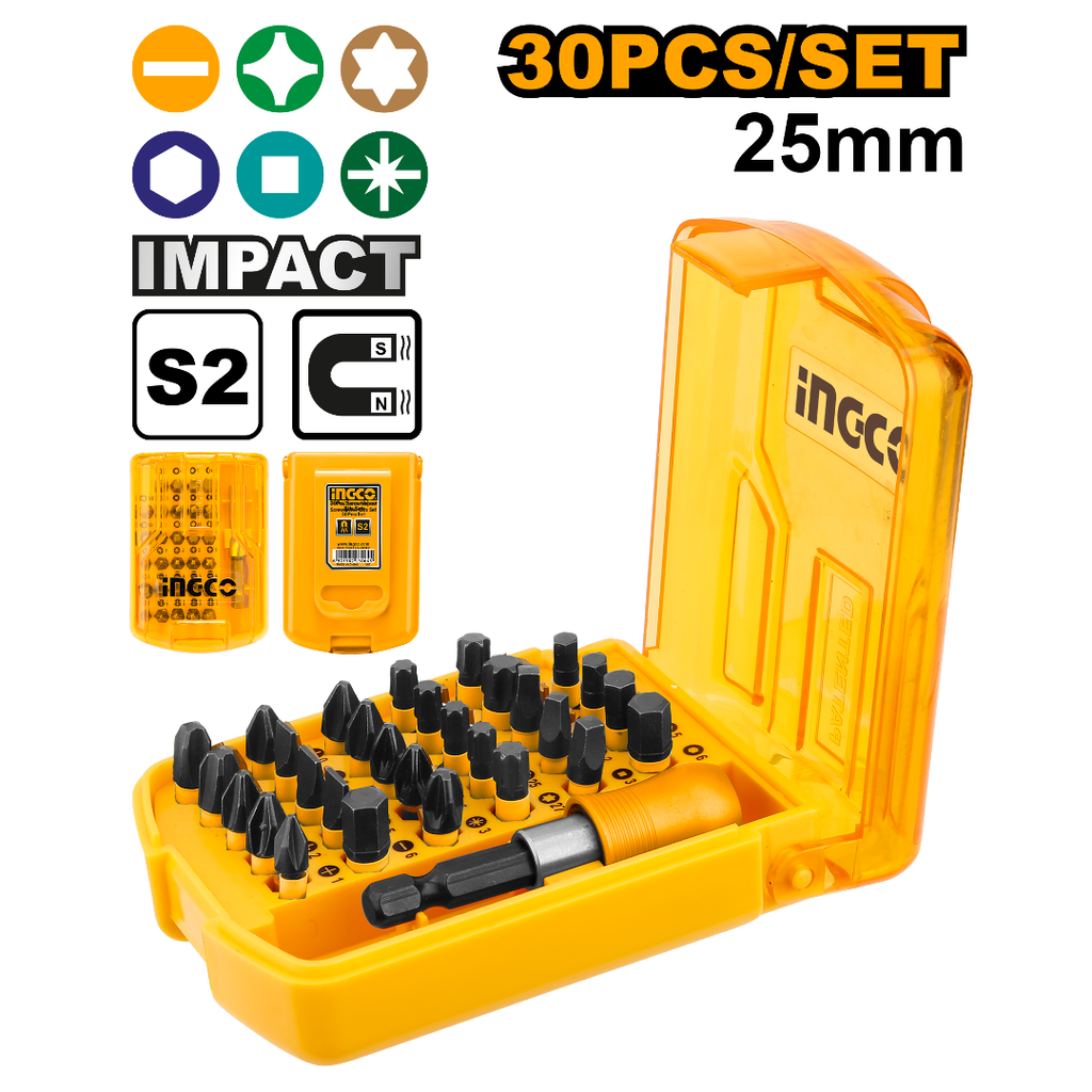 INGCO 30 Pcs 25mm impact screwdriver bits set