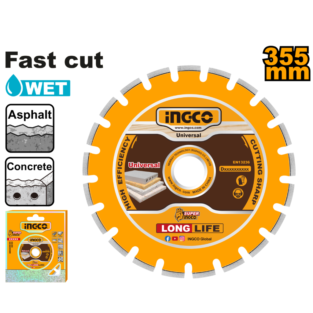 INGCO Diamond disc concrete cutting 355mm