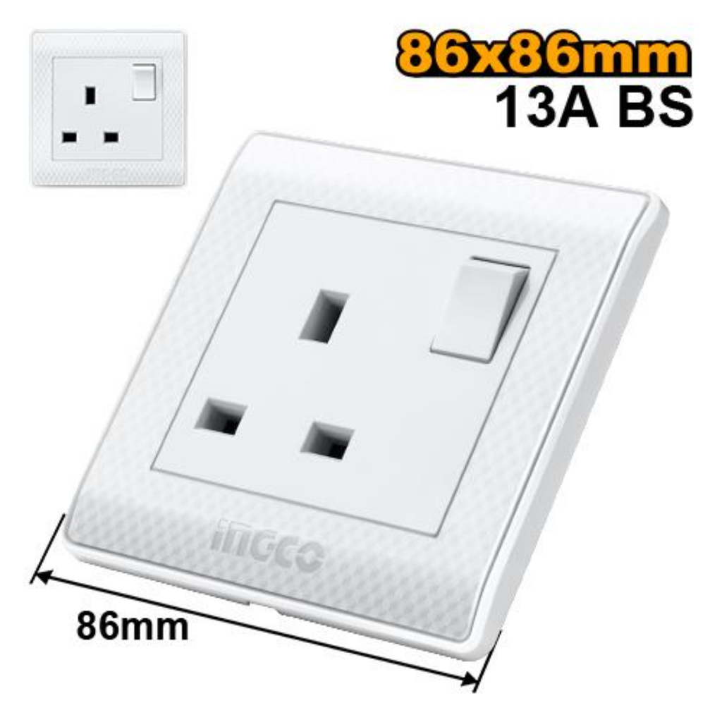 INGCO Socket 13A BS 86X86MM