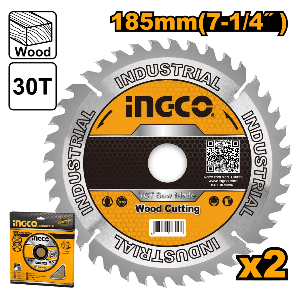 INGCO 2 Pcs TCT saw saw blade 30T 185mm