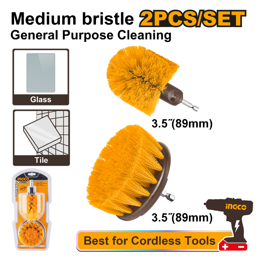 INGCO 2 Pcs Medium bristle brush set