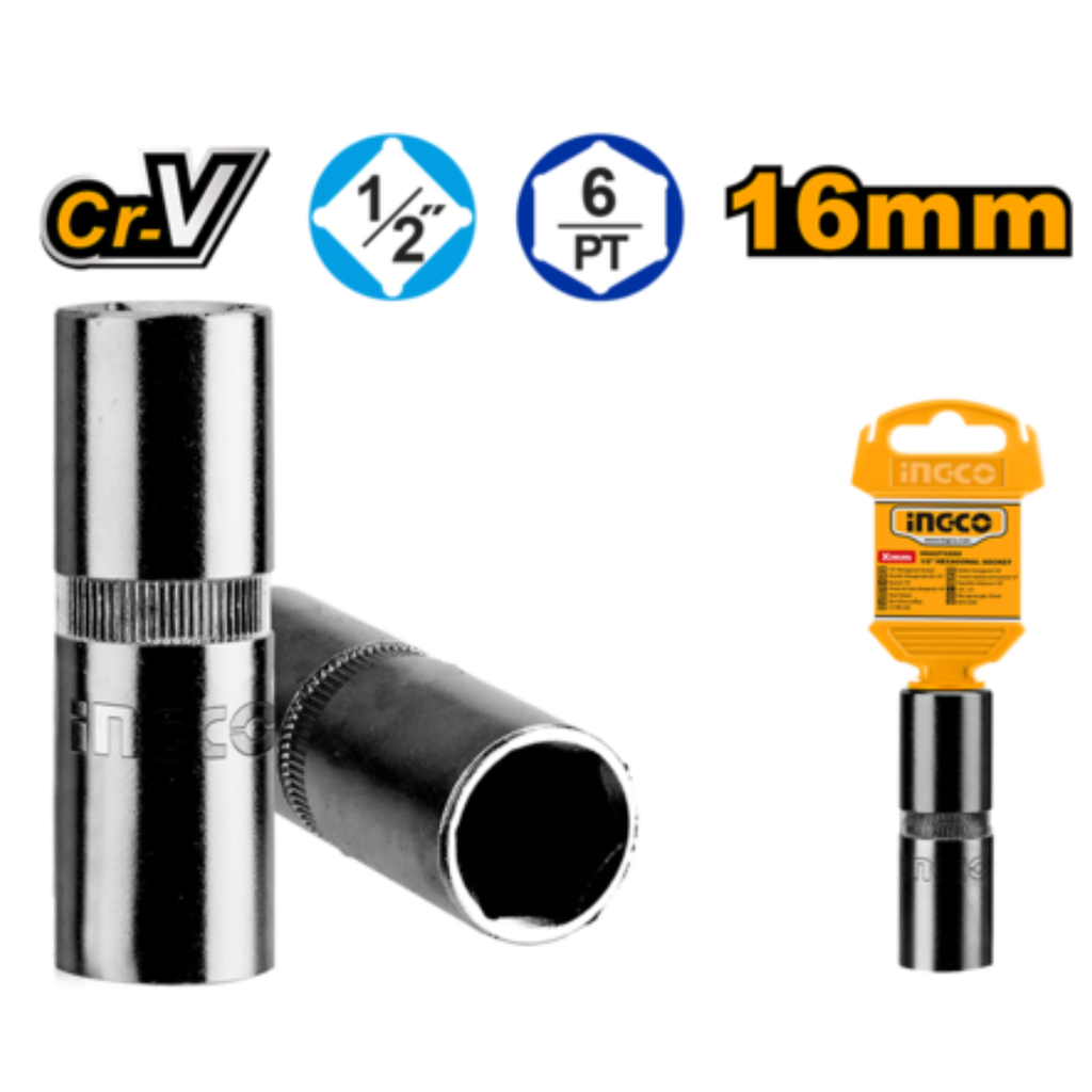 INGCO 1/2" Spark plug socket