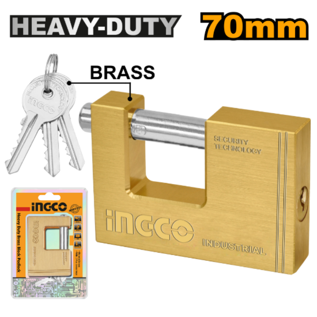 INGCO  70mm Heavy duty brass block padlock