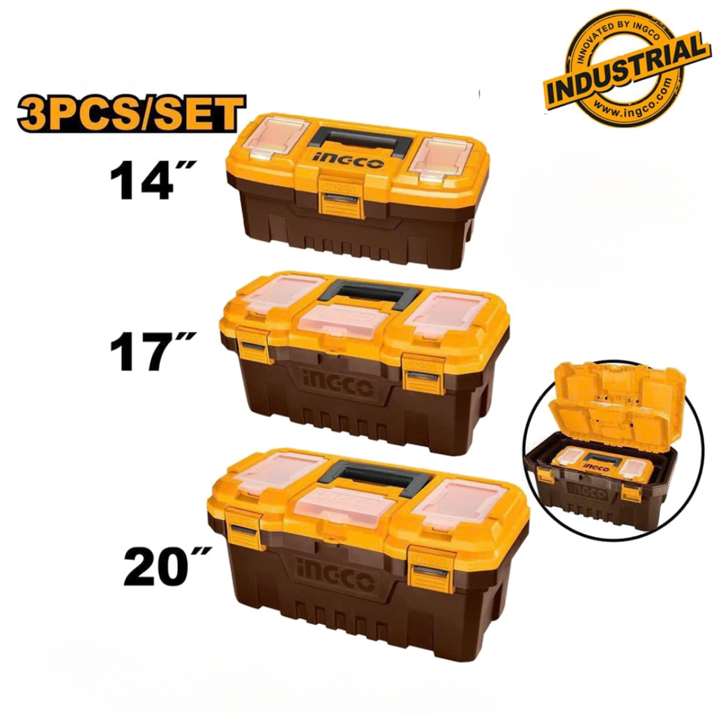INGCO 3 Plastic tool boxes set
