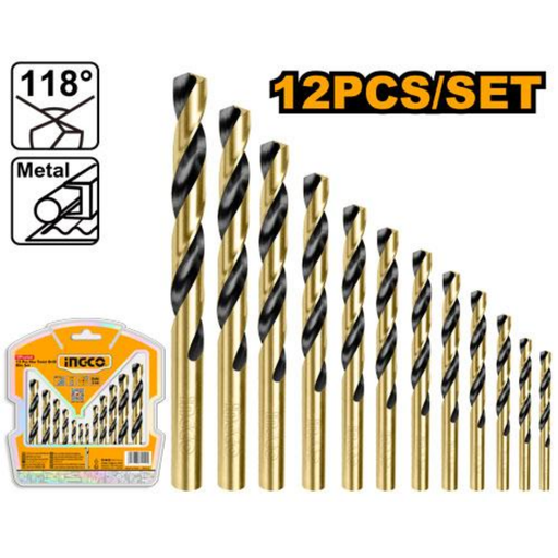 [AKDB1125] INGCO 12 Pcs HSS twist drill bits set