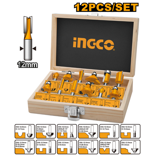 [AKRT1221] INGCO 12 Pcs router set 12mm)