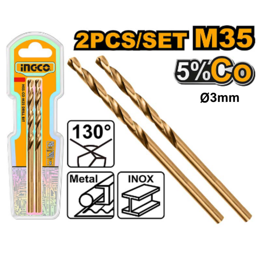 [DBT01130301] INGCO 2 Pcs HSS CO drill bit 3mm