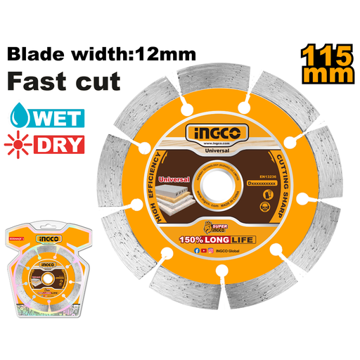 [DMD011151] INGCO Dry Diamond Disc 115mm BW: 12mm