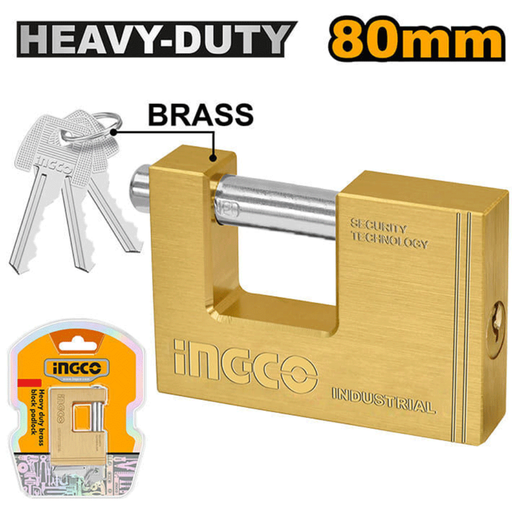 [DBBPL0802] INGCO 80mm Heavy duty brass block padlock