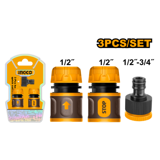[HHCS03122] INGCO 3 Pcs hose quick connecto set