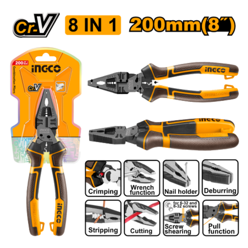 [HMFCP28200] INGCO 8" 8-in-1 Multi-function combination pliers