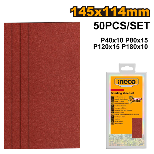 [AKFS1401021] INGCO Sanding sheet set 50Pcs  145x114mm