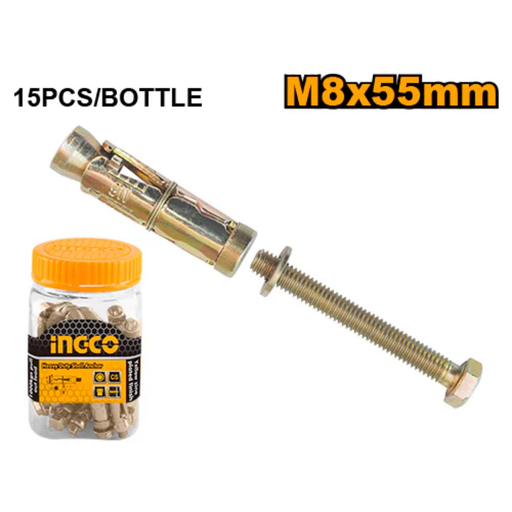 [HWHA0806511] INGCO Heavy duty 15 pcs shell anchor M8x55mm